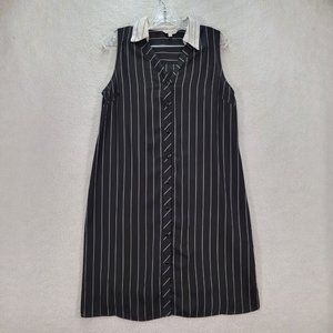 Nanette Lepore Black Striped Collared Wednesday Vibes Classic Cocktail Shift